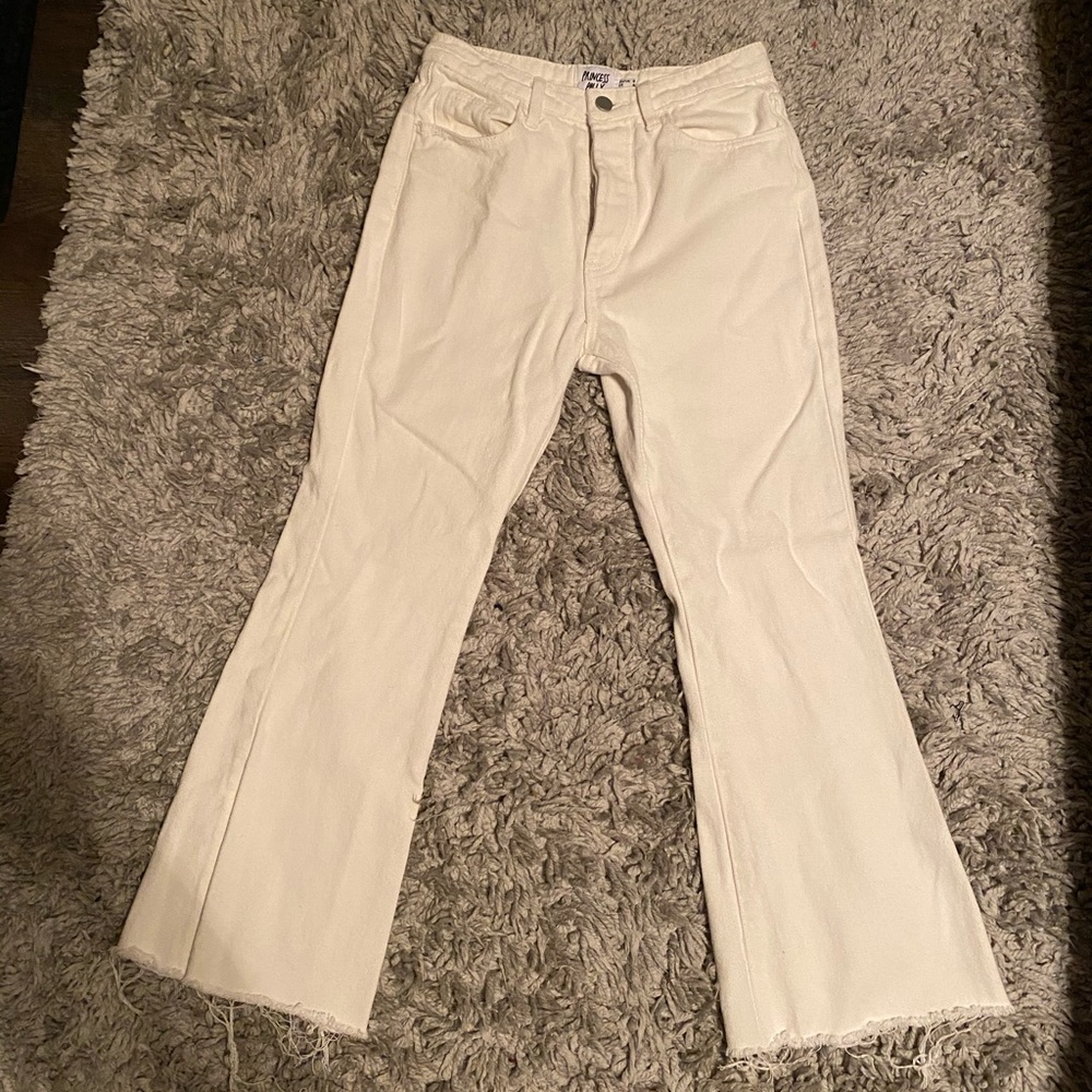 princess polly high waisted white flare jeans